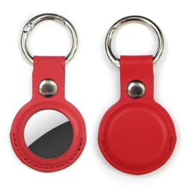 AirTag ATC-004 Case, Leather, Red, For Air Tags, Key Holder, Round Carabiner, Cover, With Key Ring, Anti-Lost, Sparkling Pumpunmaru