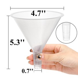Tebery 20 Pack Plastic Funnels Set, 4.7 Inch Wide Mouth Funnel for Filling Bottles, Large Clear Kitchen Funnels with Long Spout, Reusable Liquid Transfer Funnel for Powder, Oil, Lab, DIY