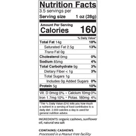 Beyond Organic Roasted & Salted Cashews, 3.5 oz Bags (10 Pack) - Individually Packed Snacks On The Go - Kosher, Fairtrade