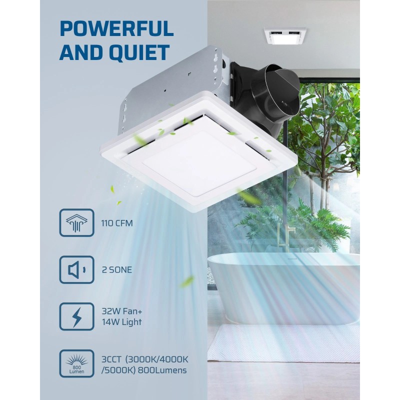DEWENWILS 2-in-1 Bathroom Exhaust Fan with Light, 32W 110CFM Bathroom
