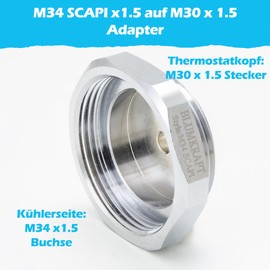 BLUMKRAFT Radiator Adapter Compatible with M34 x1.5 SCAPI (Prototype) to M30 x 1.5 for Thermostat/Thermostat Head M30 x 1.5 Male