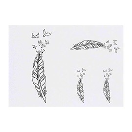 4 x 'Bird Feather' Temporary Tattoos - Water Resistant, Skin-Safe, Non-Toxic Transfers, Mixed Sizes (TO00007851)
