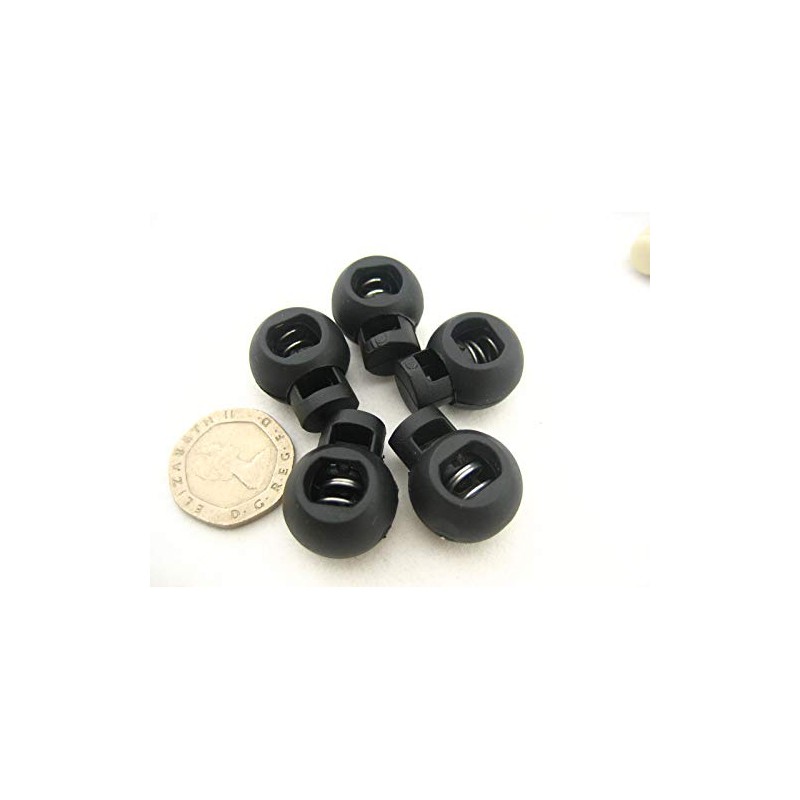 UK Stock 10pcs Black Round Toggles Cord Adjusters Cord Stopper