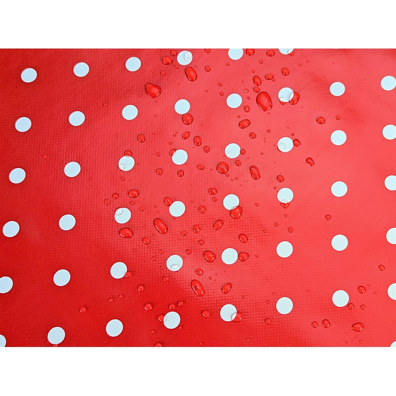 Karina Home Polka Dotty PVC Wipe Clean Tablecloth Vinyl (Red,