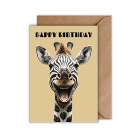 WBdesignz Birthday Card with Envelope - Birthday Card "Happy Birthday" Zebra Giraffe Happy Birthday Greeting Card (DIN A6)