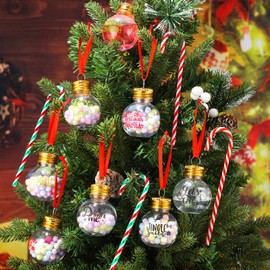 Dingion 12Pieces Christmas Booze Balls Christmas Fillable Booze Tree Ornaments Clear Christmas Balls Booze Balls Xmas Fillable Booze Tree Ornaments Hanging for Xmas Holiday Wedding Party DIY Crafts