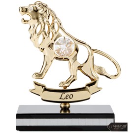 Matashi 24K Gold Plated Zodiac Astrological Sign Leo Figurine Statuette on Stand Studded with Crystals for Mom, Girlfriend, Boyfriend, Daughter, Son, Friend