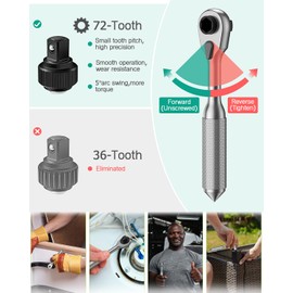 ORIA Ratchet Screwdriver Set, 42 in 1 Ratchet Screwdriver Socket, Magnetic Repair Tool Kit with 30 Bits, Extension Rod, 72-Tooth Torque Wrench, for Home Appliances, DIY Projects, Cars, Bicycles