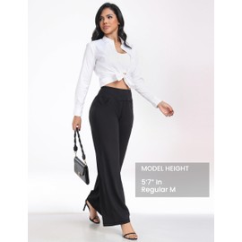 ESOFT Wide Leg Yoga Pants Women High Waisted Work Dress Pants Casual Sweatpants Petite/Regular/Tall Black