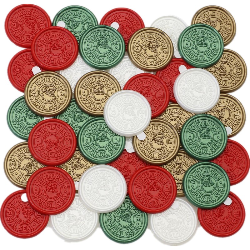 Northpole Calcomanías de sello de cera ONWINPOR para Navidad, 50
