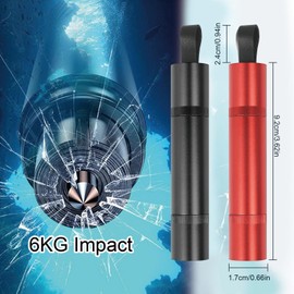 2 Pcs Safe Hammer for Car Windows with 2 Holders, 2-in-1 Portable Compact Rescue Stick for Cars with Seat Belt Cutter, Car Window Breaker Lightweight Auto Rescue Tool for Breaking Car Window Glass