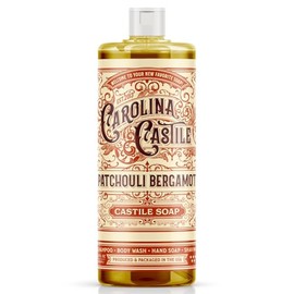 Carolina Castile Soap Patchouli Bergamot Scented Castile Soap - Certified Organic, High Olive Oil Content, Non-Drying, Made with Organic Oils, Concentrated Natural Soap for Men and Women