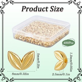 SOFPLATE 1 Box 400Pcs Gold Leaf Spacer Bead Alloy Spacer Beads with Hole Small Ear of Wheat Leave Plant Metal Spacer Loose Beads for Jewelry Making Charms Bracelets Necklaces Supplies DIY Crafting
