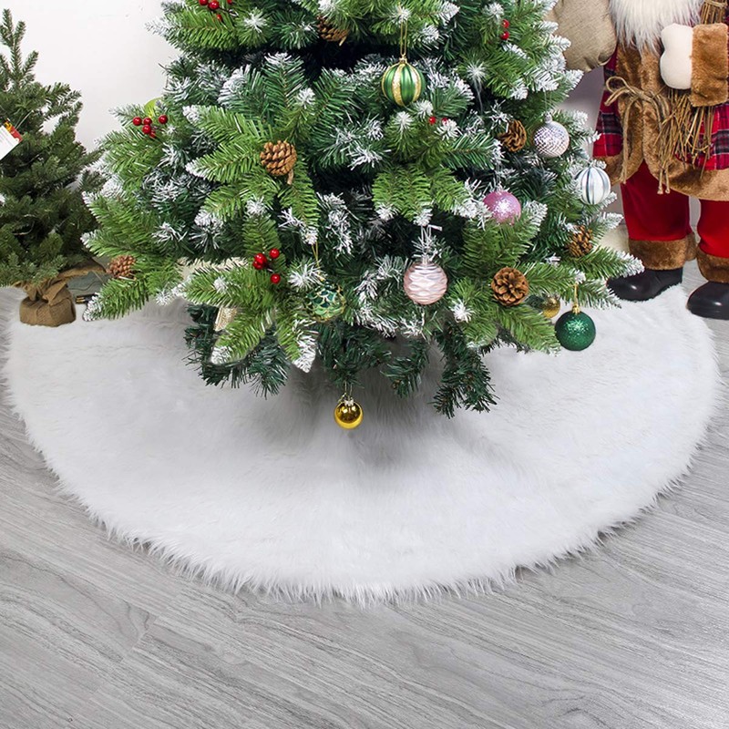 Kitchnexus Deluxe White Plush Christmas Tree Skirt Christmas Tree Skirt