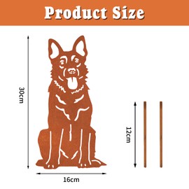 VerLuky German Shepherd Garden Stake Rust, Rust Stake Metal Dog for Outdoor Garden Decoration Dog, Rust Decoration for Garden