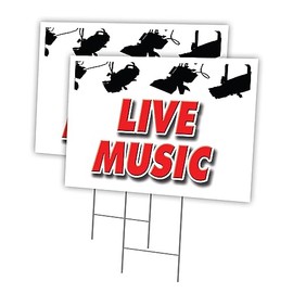 Live Music 2 Pack of 18" x 24" Yard Sign & Stake | Advertise Your Business | Stake Included Image On Both Sides | Made in The USA