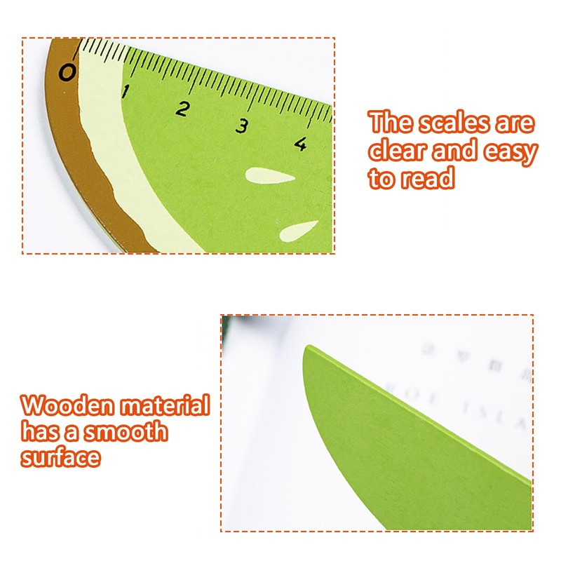 4Pcs Cute Colorful Fruit Wood Ruler Helpful Wooden Measuring Straight