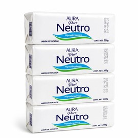Jabón Neutro de Tocador Pack de 4 Piezas 200g c/u, Hipoalergénico para Piel Sensible, Uso Diario