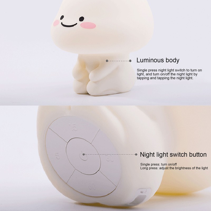 Silicone Night Light USB Charging Touch Sensing Timing Bedside Lamp
