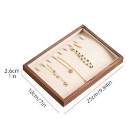 MIGAKU HOME 9 Grid Black Walnut Wood Jewelry Tray with Velvet Lining, Stackable Jewelry Organizer for Necklace, Bracelet & Pendant Storage, Premium Elegant Jewelry Drawer Organizer for Women