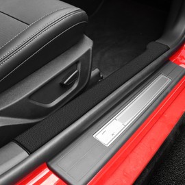KUNGKIC for Ford Mustang 2024 2025 Car Door Edge Guards Sill Protector Stickers Film Anti-Collision Scuff Plate Cover All Weather Interior Accessories (PU, Imitation Leather)