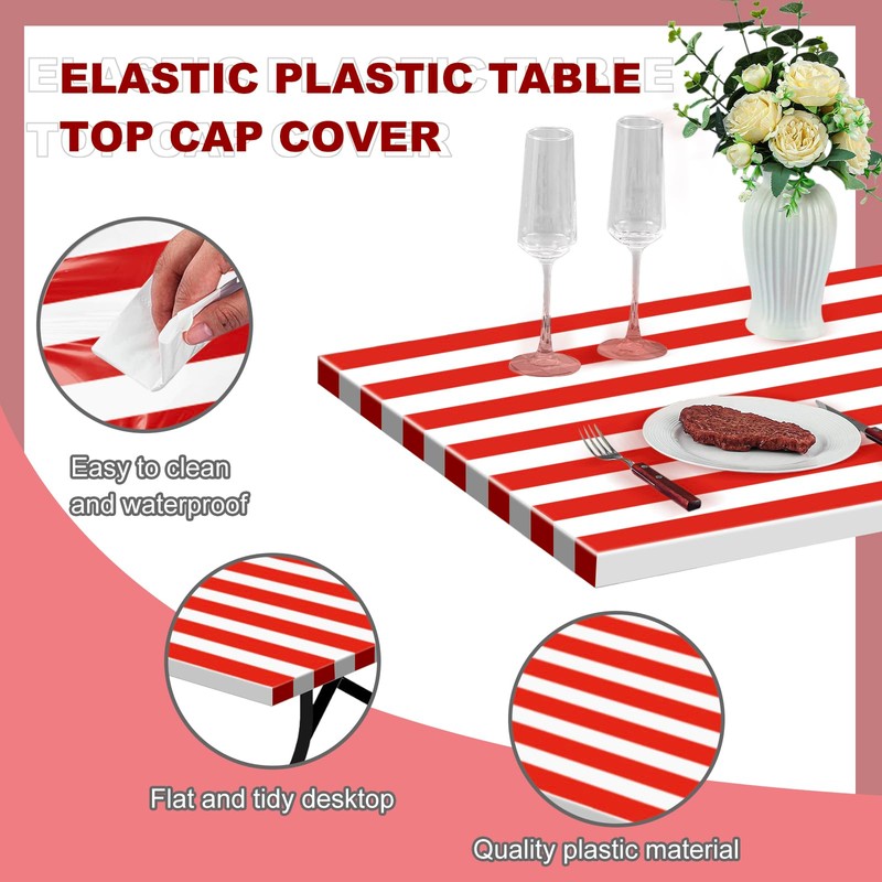 Boao 6 Pcs Plastic Picnic Table Cover 72 x 30