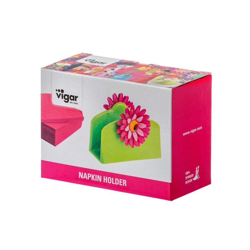 VIGAR Flower Power Napkin Holder, Material: Polypropylene and Rubber, Green,