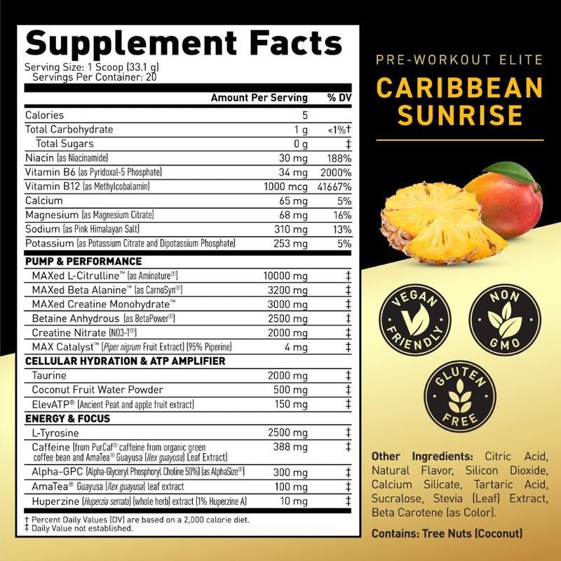 Pre-Workout Elite - Size: 20 Servings, Flavor: Fruit Punch