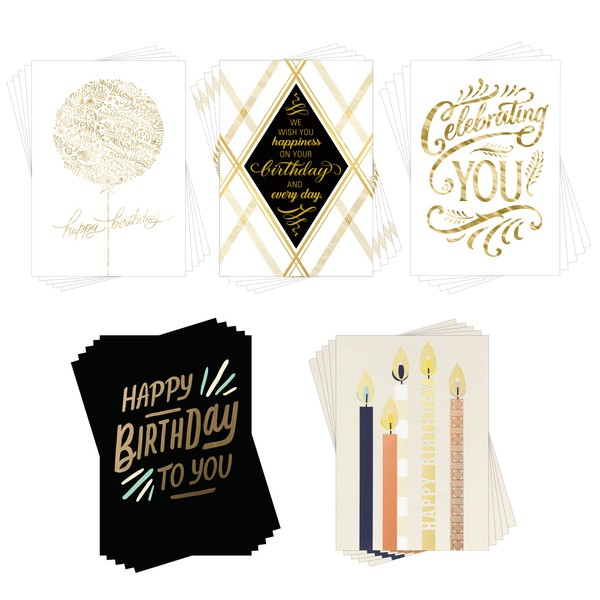 Hallmark Business (25 Pack) Assorted Birthday Cards for Business (Elegant Birthday Cards) for Employees and Customers