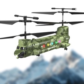 SREJNGL Remote Control Helicopter Drone Fighter Military Transport RC Aircraft Plane with Lights Airplane Twin-Propeller with Altitude Hold,Camouflage Green Kids Army Toys Model Birthday Gift