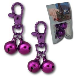 Minder 2 Pack Bell Accessories Handbag Purse Keys Wallet Phone Theft Pickpocket Holiday Twin Security Alarm Bells Attachment (Purple)