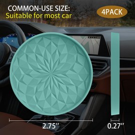 ME.FAN Car Coasters for Cup Holders [4 Pack] - 2.75In Silicone Auto Mug Mats - Universal Non-Slip Recessed Car Interior AccessoriesTeal Blue