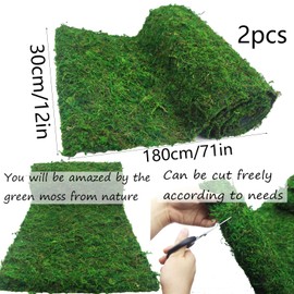 FAICOIA 2 Pcs Moss Table Runner Dried Moss for Crafts Green Moss Roll for Fairy Gardens Wedding Woodland 12" x 71" Preserved Moss Mat for Table Decoration Moss Carpet for Moss Grass Wall 30x180cm
