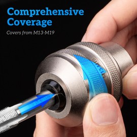 3 Piece Tap Socket Set for Ratchet Wrench - 1/4" 3/8" 1/2" Drive, Fits Taps, Reamers, Extractors with Square Shank (M3-M19)​,Cr-Mo Steel