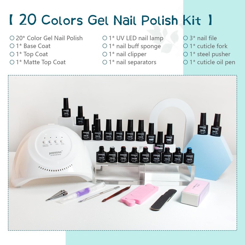 JODSONE 23 PCS Gel Nail Polish Kit with U V