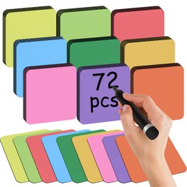 Pack of 72 Magnetic Strips Writeable, 75 x 75 mm Magnetic Labels Whiteboard Accessories Wipe Clean for Fridge Metal Cabinet Magnetic Board
