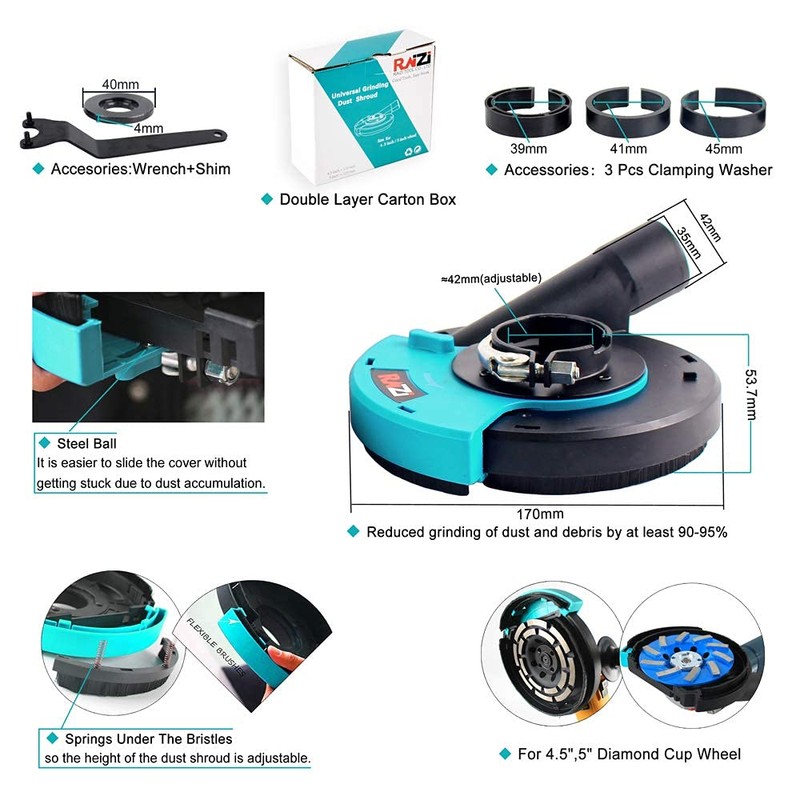Raizi 125 mm Universal Suction Hood for Angle Grinder Dust