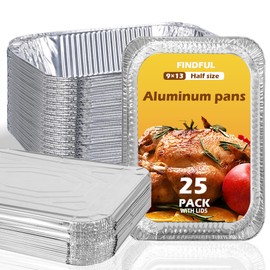 Aluminum Pans with Lids 9x13 (25 Pack) – Foil Pans, Aluminum Trays for Cooking, Baking, Storing & Prepping Food – Tin Foil Pan, Disposable Baking Pan – Heavy-Duty, Leak-Proof & Oven-Safe