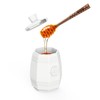 Prepara Ceramic Honey Pot and Dipper Set, 5.75 Inch, Wood/Silicone