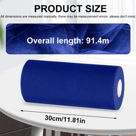 Tulle Fabric, Tulle Fabric Roll 30 cm x 92 m, Organza Fabric as Decorative Fabric, Tulle Ribbon Tulle Decorative Fabric for Tutu Skirts, Gift Wrapping, Wedding, Decoration, DIY (Dark Blue)