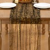 MLMC 6Pcs Black Gold Table Runner Sheer Gauze Glitter Metallic