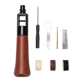 WUTA Repair Stitch Kit Leathercraft Stitch Awl Tool with 5 Pcs Small Chrome-Plated Needle, for Leather, Belt, Canvas, Fabric, Bag Repair Professional Speedy Stitcher Leather Craft Tool