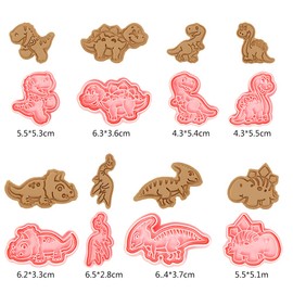 Dino Cookie Cutter, 8 Pieces Dinosaur Cookie Cutters, Plastic, Dinosaur Cookie Cutters, Children, 3D Cookie Cutters for DIY Fondant, Pastry
