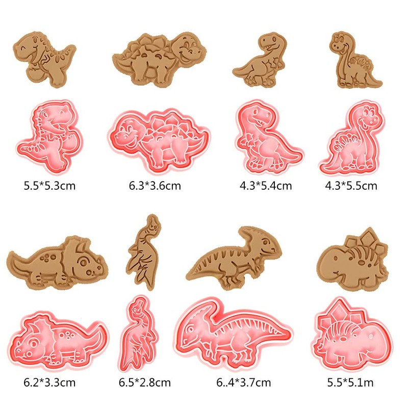 Dino Cookie Cutter, 8 Pieces Dinosaur Cookie Cutters, Plastic, Dinosaur
