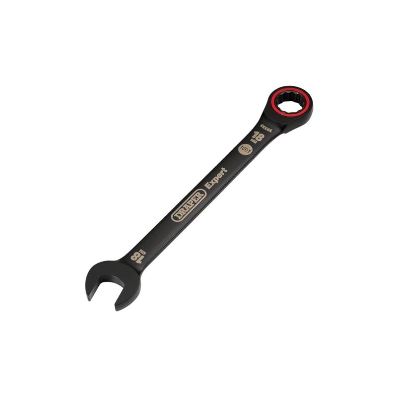 Draper 03891 Expert HI-TORQ Metric Ratchet Combination Spanner, 18mm, Black