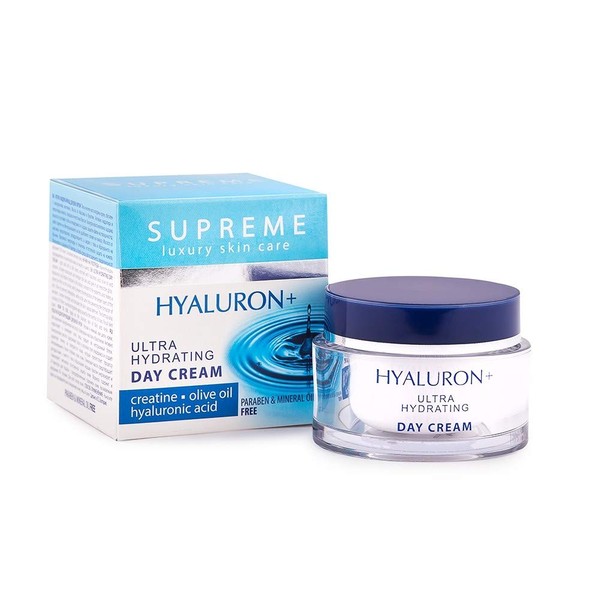 Hyaluronic Acid Day Cream with Creatine, Ultra Hydrating, Anti-Wrinkle, Paraben & Mineral Oil Free, 50ml (1.66 fl.oz)
