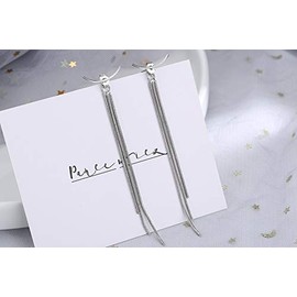 QIAMNI Smile Arc Ear Line Earrings for Women Temperament Fashion Hanging Long Tassel Earrings for Girls Dainty Jewelry, plated