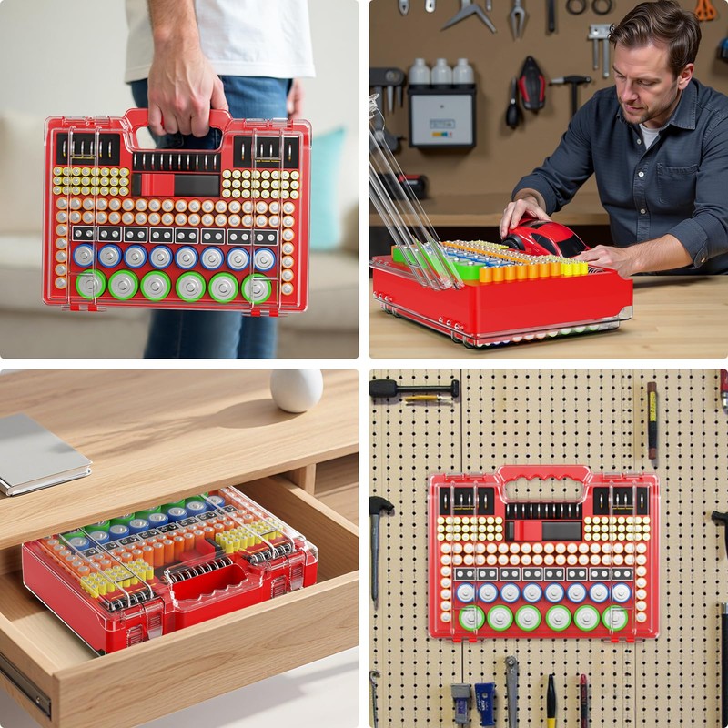 Yeenhoopy Battery Organizer Storage Holder Box Case with Tester, Stores