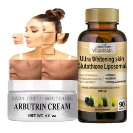 Crema y píldora blanca correctora facial de manchas oscuras pigmentación