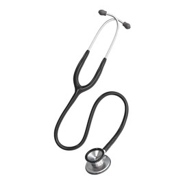 DocCheck "Lausch" Stethoscope - Double Head Chestpiece, Thick-Walled Single Tube System, Adjustable Ear Hooks, Includes Name Tag & Spare Parts Set, Latex-Free, 77 cm, 190 g (Black)